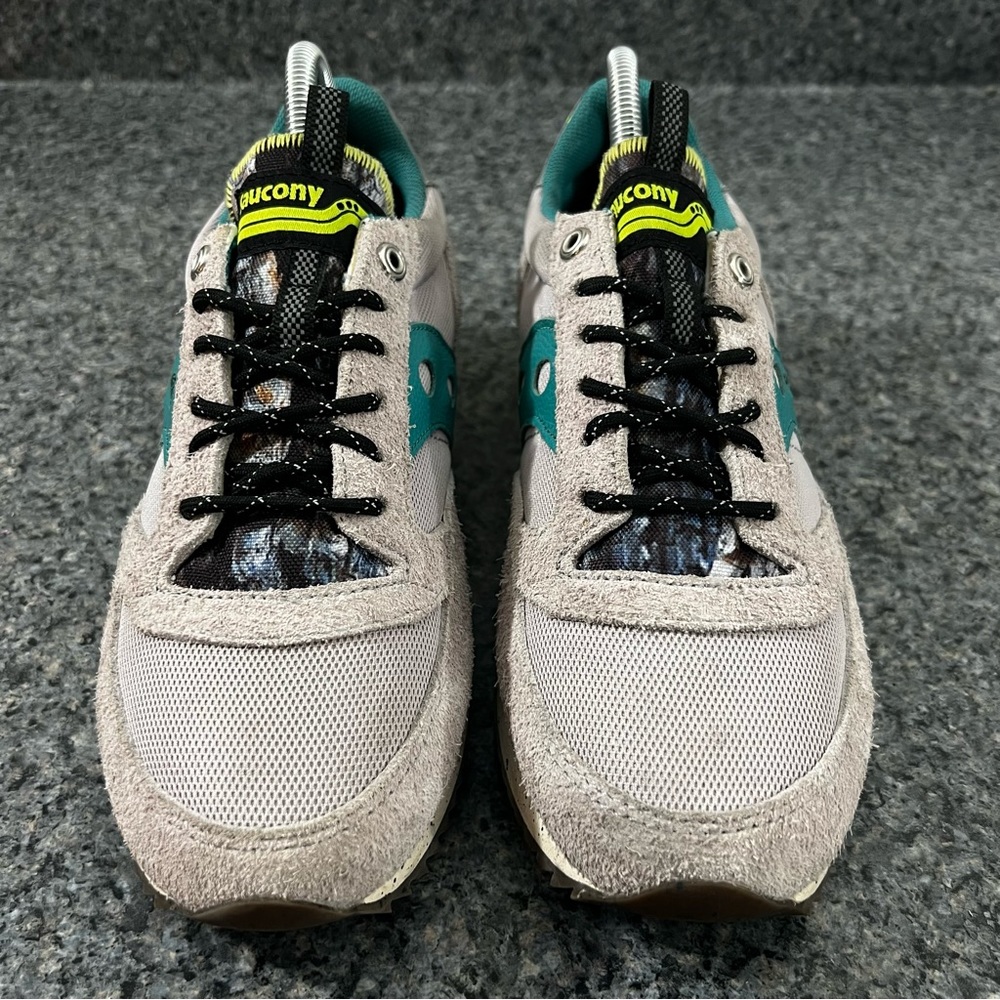 Saucony Jazz 81 Gray Green Teal Running Shoes Sneakers size 9 women’s 7 men’s - Picture 2 of 7
